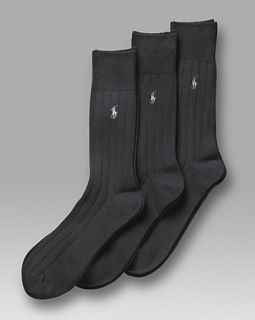 Polo Ralph Lauren Mens 3 Pack Solid Ribbed Slack Socks