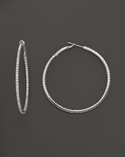  Pave Hoop Earrings in 14K White Gold, 1.50 ct. t.w.