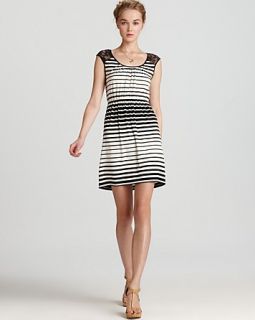 aqua cinch waist dress lace stripe price $ 68 00 color off white black