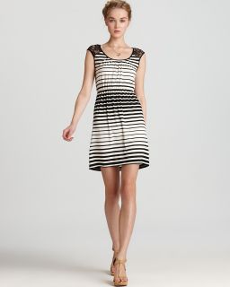 aqua cinch waist dress lace stripe price $ 68 00 color off white black