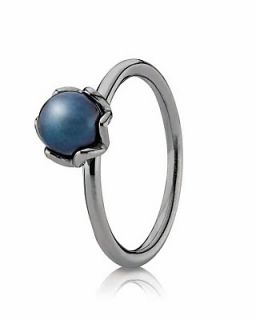 PANDORA Ring   Black Rhodium & Blue Pearl Cultured Elegance