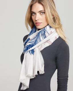 Leigh & Luca NY Oblong Feather & Flower Scarf