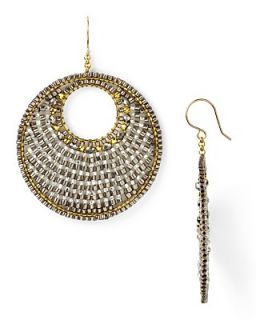 Miguel Ases Multi Metallic Bead Circle Earrings
