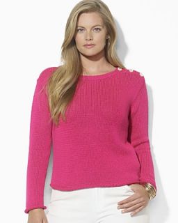 Lauren Ralph Lauren Plus Boatneck Button Shoulder Sweater
