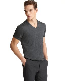 theory plaito claey v neck luxe tee price $ 105 00 color charcoal size