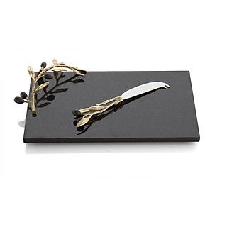 Michael Aram Olive Branch Gold Cheeseboard with Knife