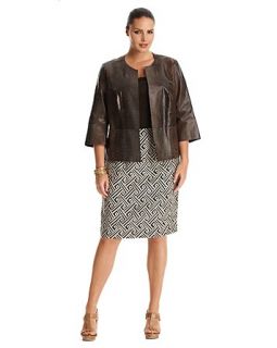 Lafayette 148 New York Plus Size Jacket, Ruffle Top, and 25 Slim Zip