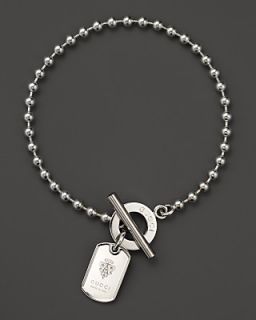 Gucci Sterling Silver Crest Dogtag Bracelet