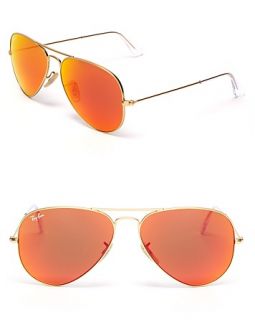 ray ban mirror aviator sunglasses price $ 155 00 color matte gold red