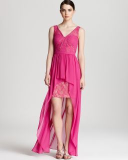 aqua gown lace inset hi low price $ 238 00 color fuschia size select