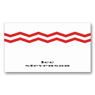 Hip Red Zig Zag Pattern White Business Card