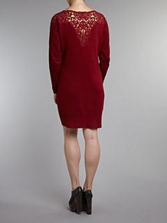 Samya Lace panel jumper dress Burgundy   