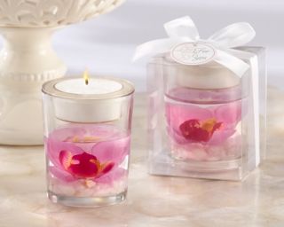 Elegant Purple Orchid Gel Tealight Candle Holder Bridal Shower Wedding