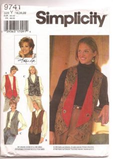 Simplicity 9741 Kathie Lee Reversible Vest Pattern Size 18