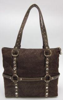 Kathy Van Zeeland Metallic Studded Shoulder Handbag Bag