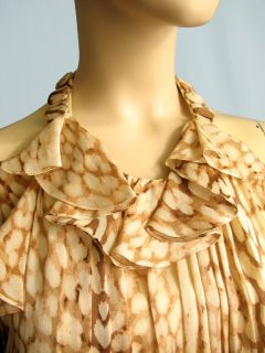 Kay Unger NEW Brown Leopard Silk Halter Dress Sz 14 NWT