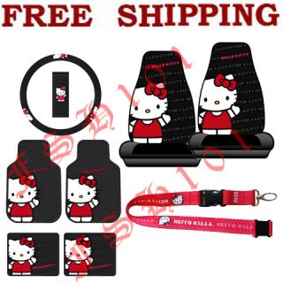 Kitty Waving Steering Wheel Cover Seat Covers Floor Mats More