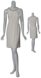 Kay Unger Pearl Beaded Rhinestone Evening Dress 8 New