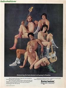 Kayser Roth Interwoven Esquire Socks Rock Group Print Ad 1972 RARE