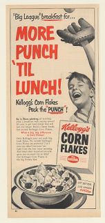 1951 Kelloggs Corn Flakes More Punch Baseball Boy Ad
