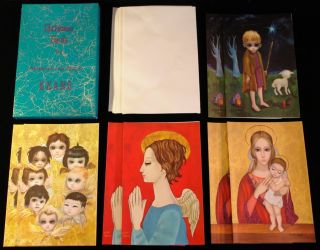 Christmas Cards by Margaret and Walter Keane. Four pairs of 2. Each