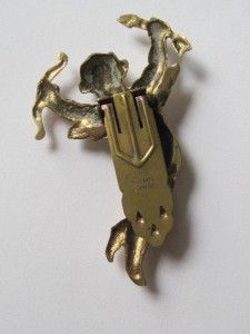 Victorian Art Deco Brass Cherub Fur Clip Pin Keim London