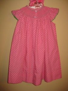 Kellys Kids smocked bishop dress, size XXS/2t NWOT Hot pink dress