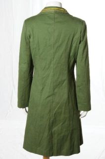 Marc Jacobs Kelly Green Gold Embroidered Mod Car Coat Evening Jacket