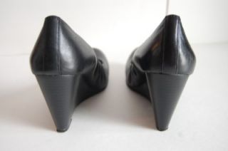 Jessica Simpson Black Leather Kellie Wedge Shoes 7 B