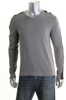 Kenneth Cole New Gray Ribbed Long Sleeve V Neck Pullover Sweater M