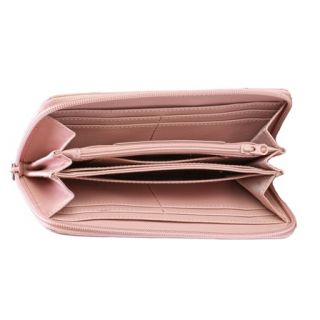 Women Kenneth Cole Pink Zipper Leather Wallet Clutch