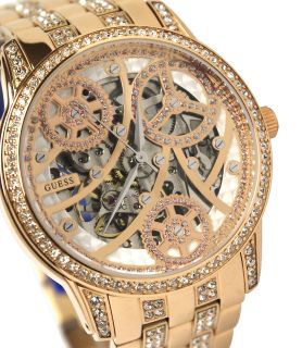 Guess U30003L1 rose gold tone skeleton dial rose gold tone stainless
