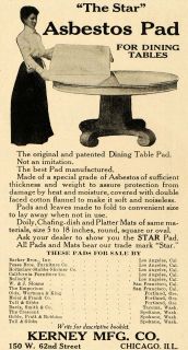 1911 Ad Asbestos Pad Dining Table Kerney Chicago Cotton   ORIGINAL