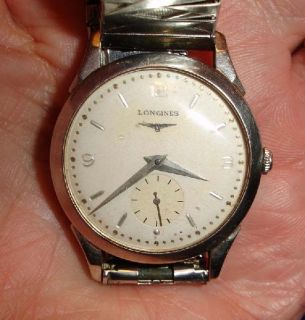 Longines 10K GF Wristwatch 17J 2ND Hand Dial Works Kesten Band
