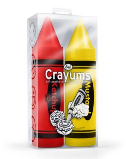 Crayums Fred Ketchup Mustard Reusable Bottle Set Dispenser Fun