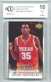 Upper Deck First Edition 202 Kevin Durant Rookie Graded BCCG 10