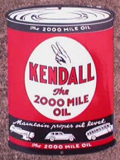 Kendall Oil Can Porcelain Overlay Metal Sign NR