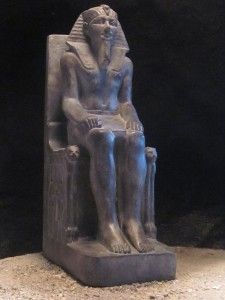 Egyptian Statue Sculpture of Pharaoh Khafre Seated on Throne of The