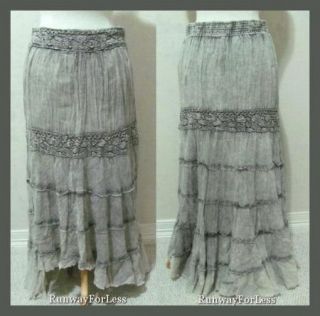 Solitaire by Ravi Khosla Clothing Size Medium Crochet Maxi Skirt Free