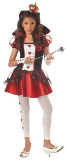 04036 New Queen of Hearts Cute Red White Girls Kids Halloween Costume