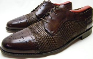 Cellini Brn Woven Leather Oxford Dress Shoes Sz 9 5 1 2 M