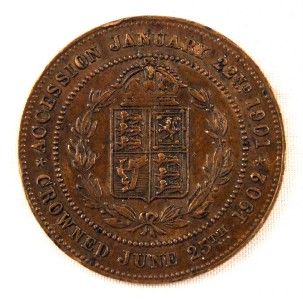 King Edward VII Queen Alexandra Coronation Coin Token Medal Busts Coat