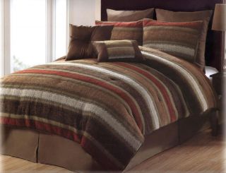 Classics Tacoma Chenille Stripe Comforter Set King Red/Brown/Tan