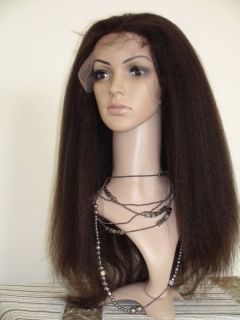18 Kinky Straight India Remy Human Hair Lace Wigs 1B
