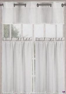 Piece London White Kitchen Curtains Grommet Valance Pocket Rod