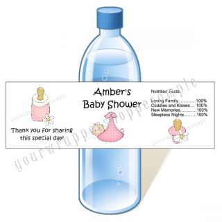 Personalized Baby Shower Water Bottle Labels Waterproof Boy Girl Twins