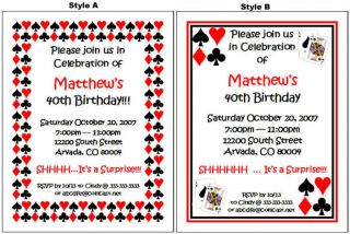 Vegas Gambling Casino Birthday Party Personalized Invitations