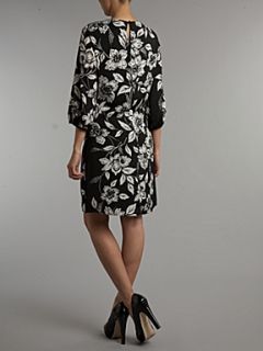 Linea Floral pleat tunic dress Black   
