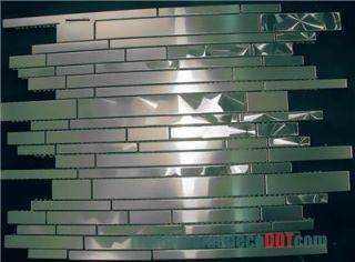 Brushed Stainless Steel Mosaic Tile Kitchen backsplash wall sink