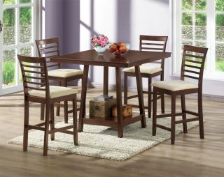 Brown Wood Modern Counter Stool Kitchen Furniture Set of 2 PCH6874 S3